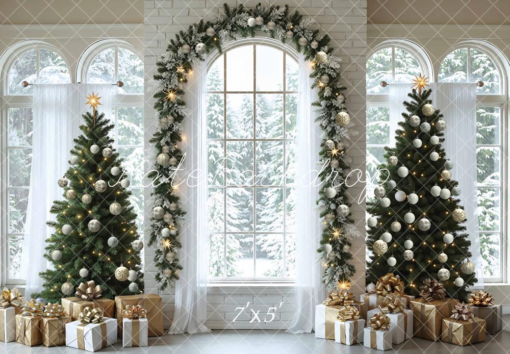 Kate Christmas Trees Arch Window Backdrop Designed by Mini MakeBelieve