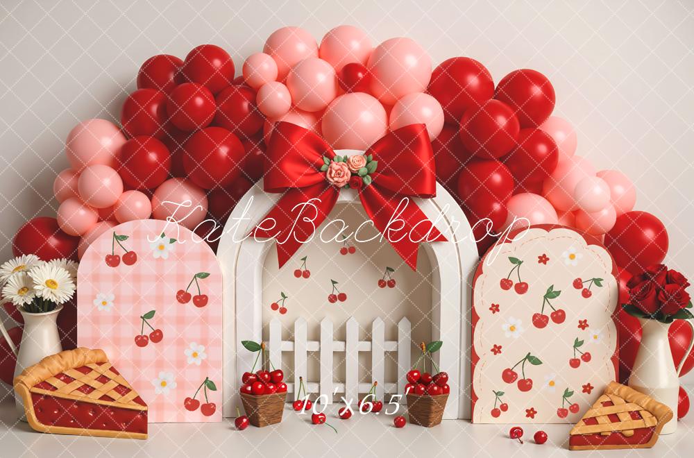 Kate Cherry Balloons Bow Cake Smash Backdrop Designed by Mini MakeBelieve