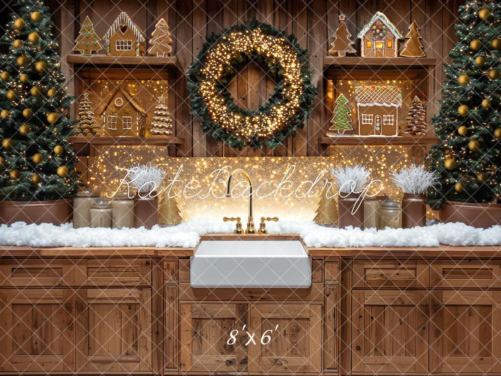 Kate Christmas Gingerbread Wreath Kitchen Backdrop Designed by Mini MakeBelieve