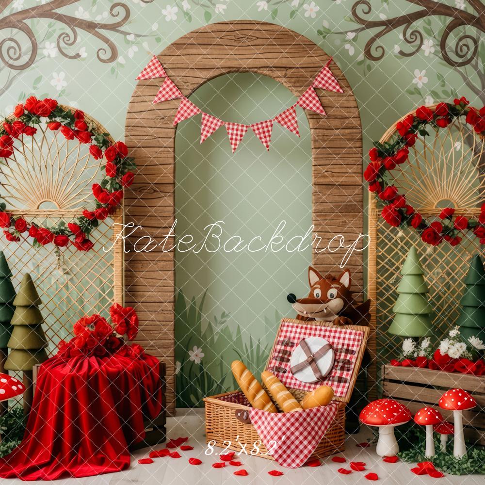 Kate Fairy Forest Picnic Wolf Mushrooms Backdrop Designed by Patty Roberts - Kate Backdrop AU