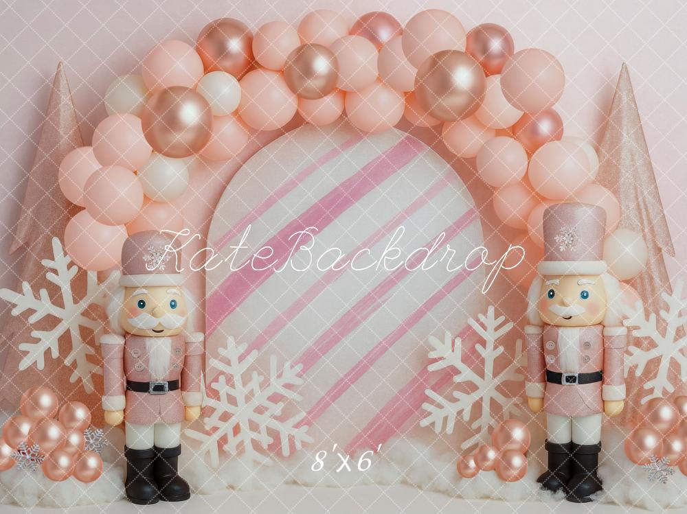 Kate Christmas Nutcracker Pink Balloon Arch Backdrop Designed by Mini MakeBelieve - Kate Backdrop AU