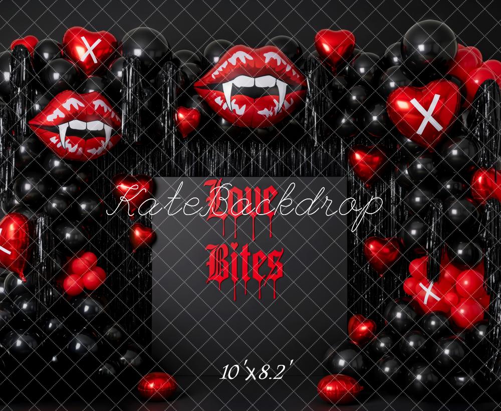 Kate Halloween Vampire Lips Heart Balloons Backdrop Designed by Patty Roberts