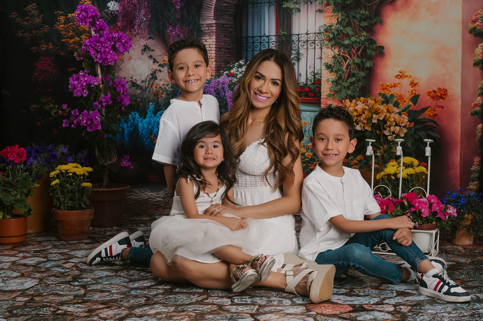 Kate Spring Floral Backdrop Colorful Casa Painted Outdoors Designed by Mini MakeBelieve - Kate Backdrop AU