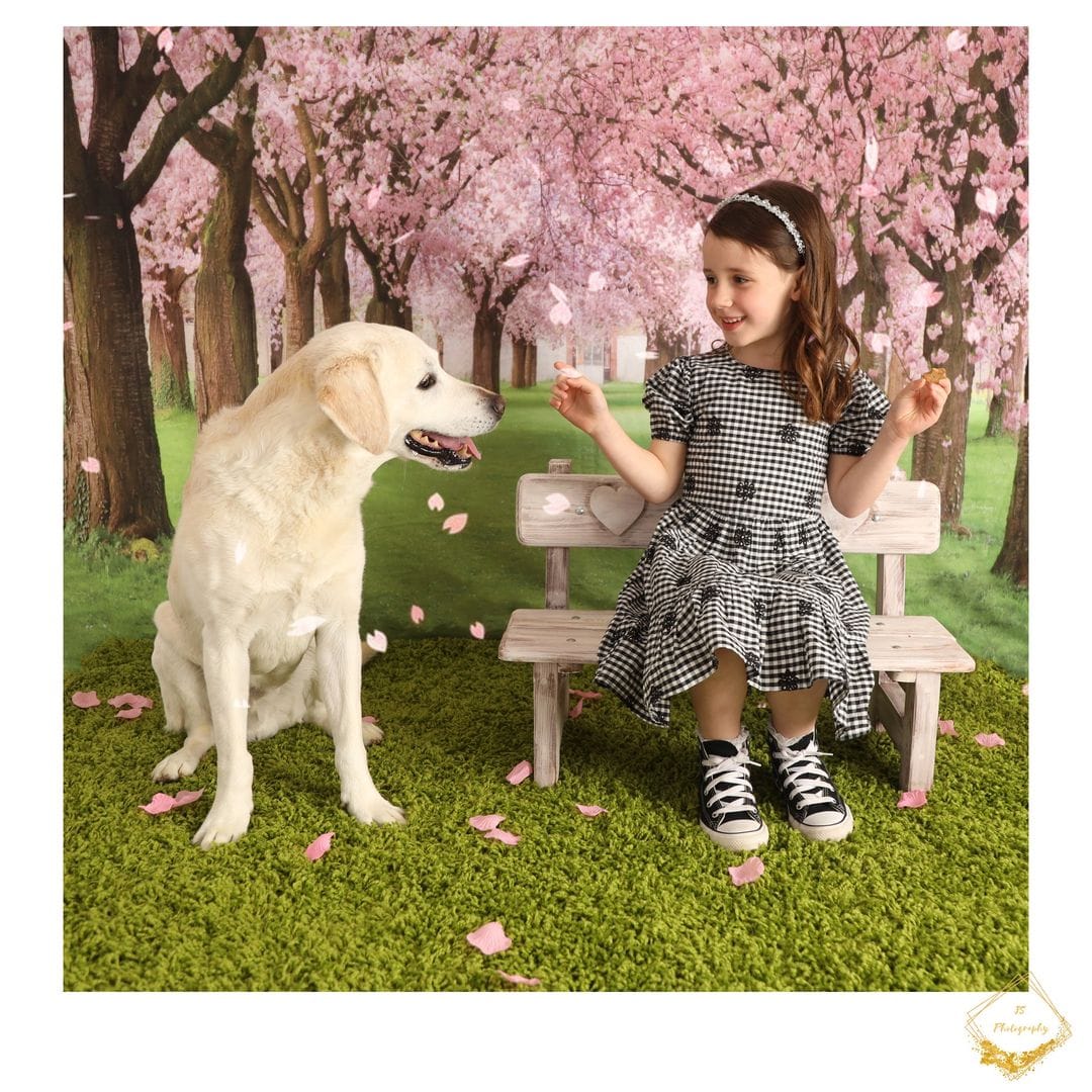 Kate Spring Flower Tree Grassland Backdrop+Kate Green Grassland Easter Wood Rubber Floor Mat - Kate Backdrop AU