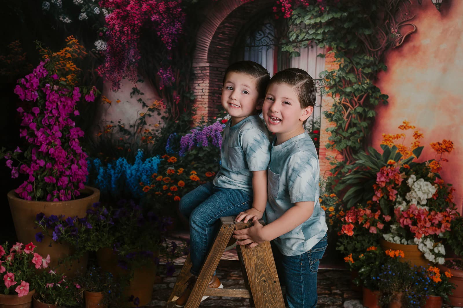 Kate Spring Floral Backdrop Colorful Casa Painted Outdoors Designed by Mini MakeBelieve - Kate Backdrop AU