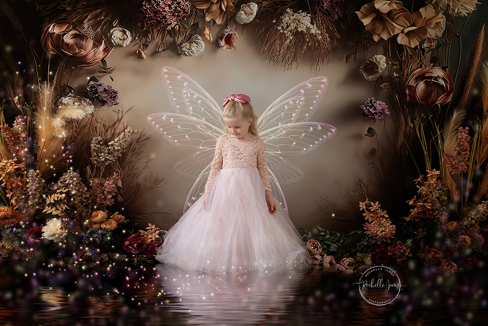 Kate Dried Floral Boho Backdrop Painterly Fine Art Designed by Mini MakeBelieve - Kate Backdrop AU