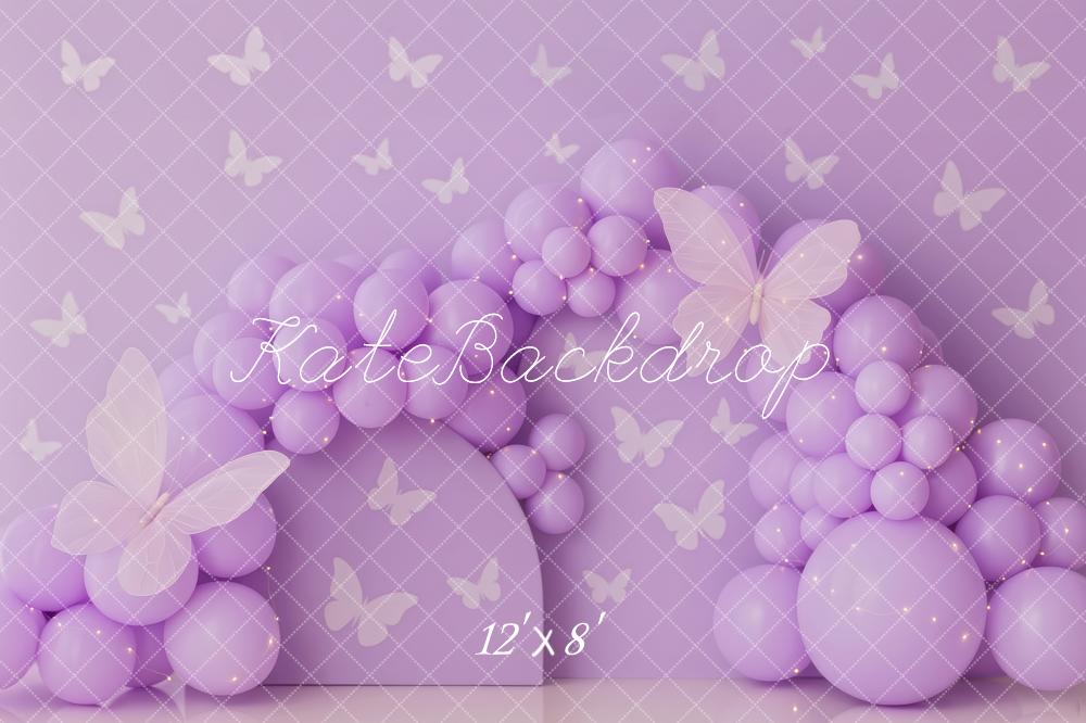 Kate Purple Balloon Cake Smash Butterfly Backdrop Designed by Patty Roberts - Kate Backdrop AU
