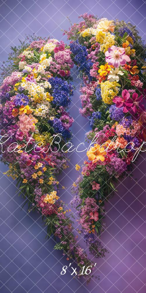 Kate Newborn Flower Heart Purple Backdrop Designed by Emetselch