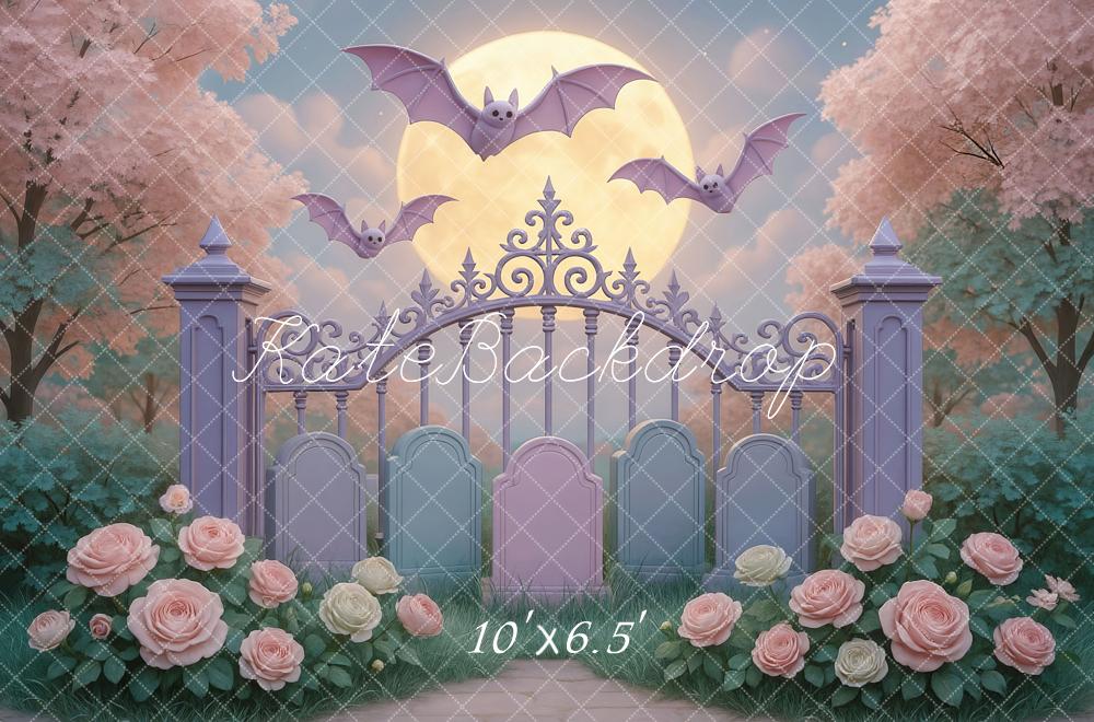 Kate Halloween Bats Pastel Gates Backdrop Designed by Mini MakeBelieve