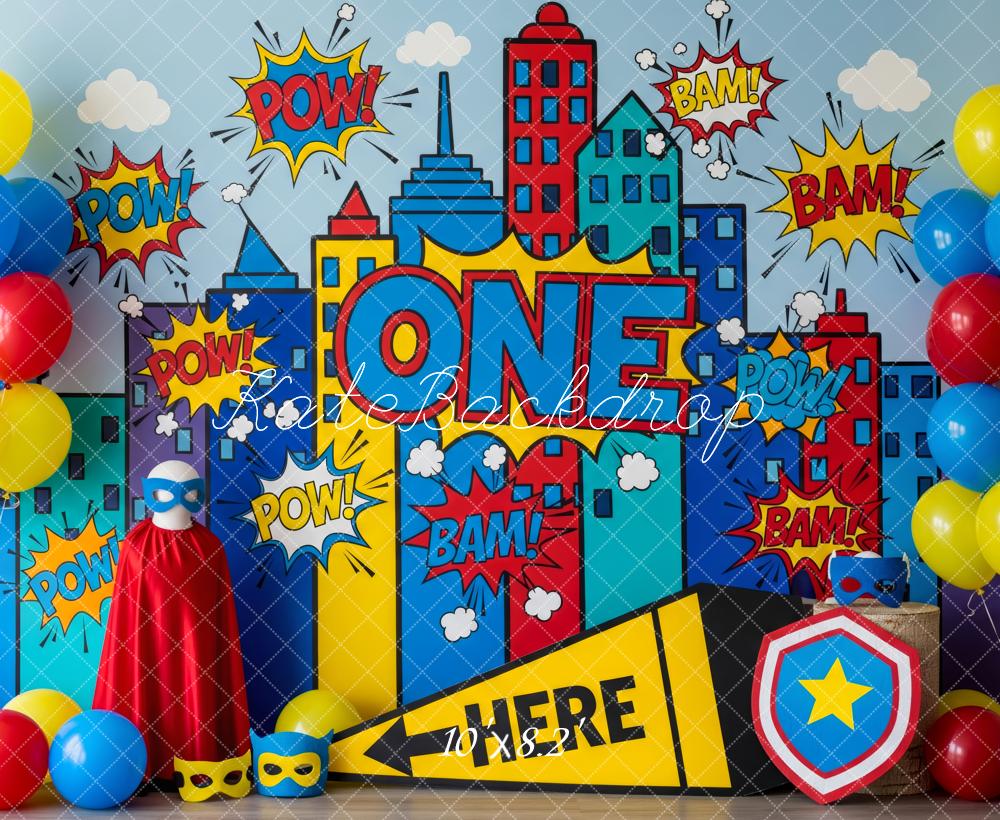 Kate Superhero Comic One Cityscape Backdrop Designed by Patty Roberts