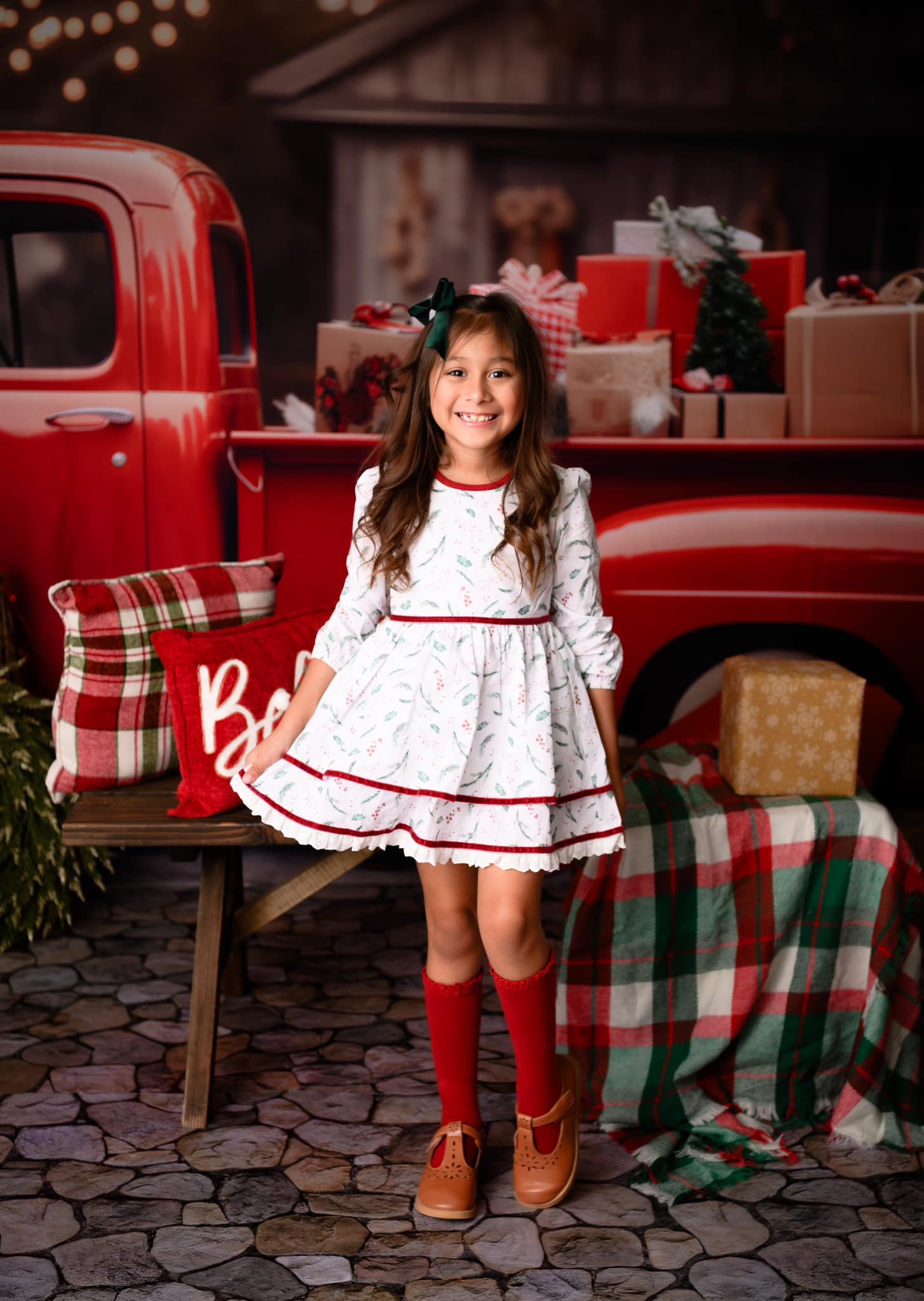 Kate Christmas Gift Red Truck Backdrop for Photography