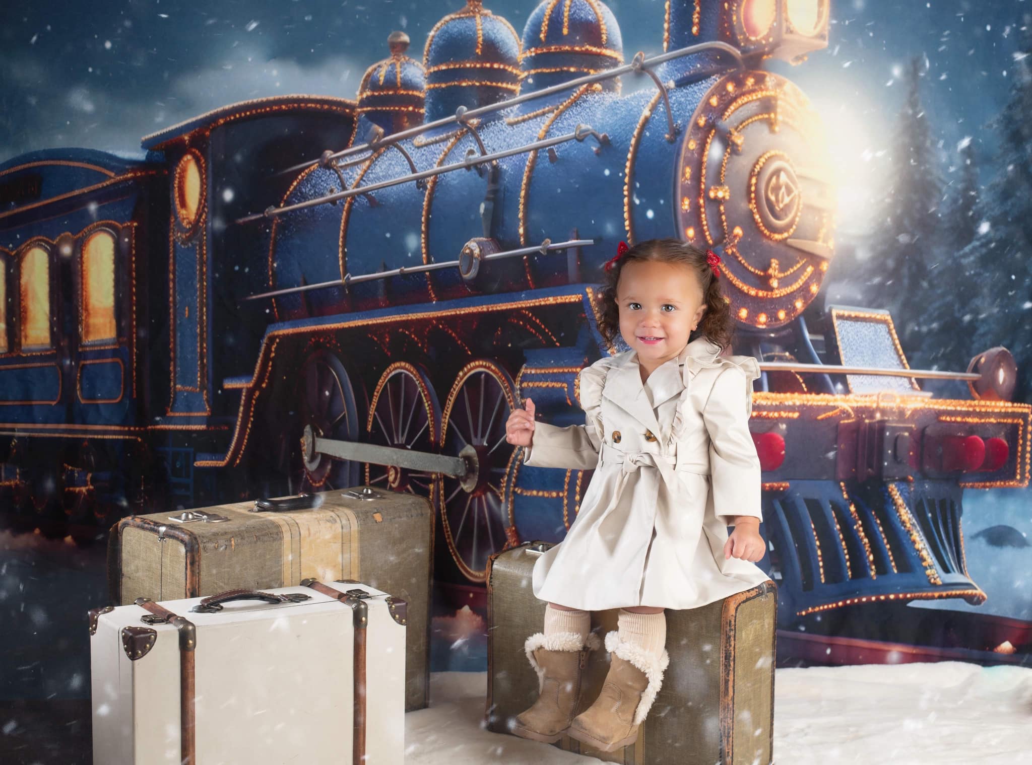 Kate Winter Train Snow Backdrop for Photography - Kate Backdrop AU