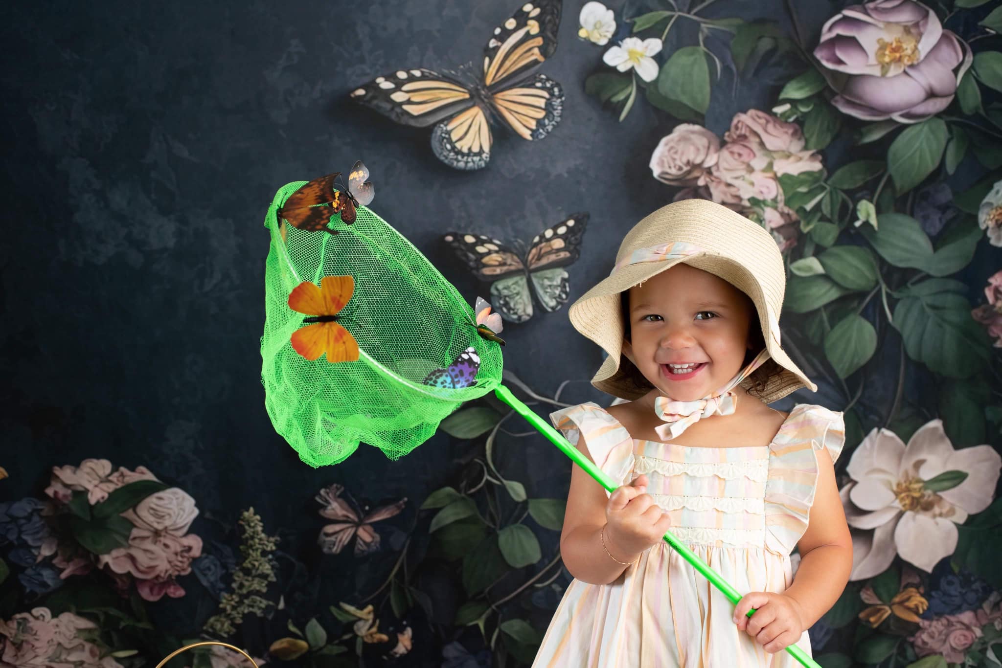 Kate Dark Floral Butterflies Backdrop Designed by Angela Marie Photography - Kate Backdrop AU