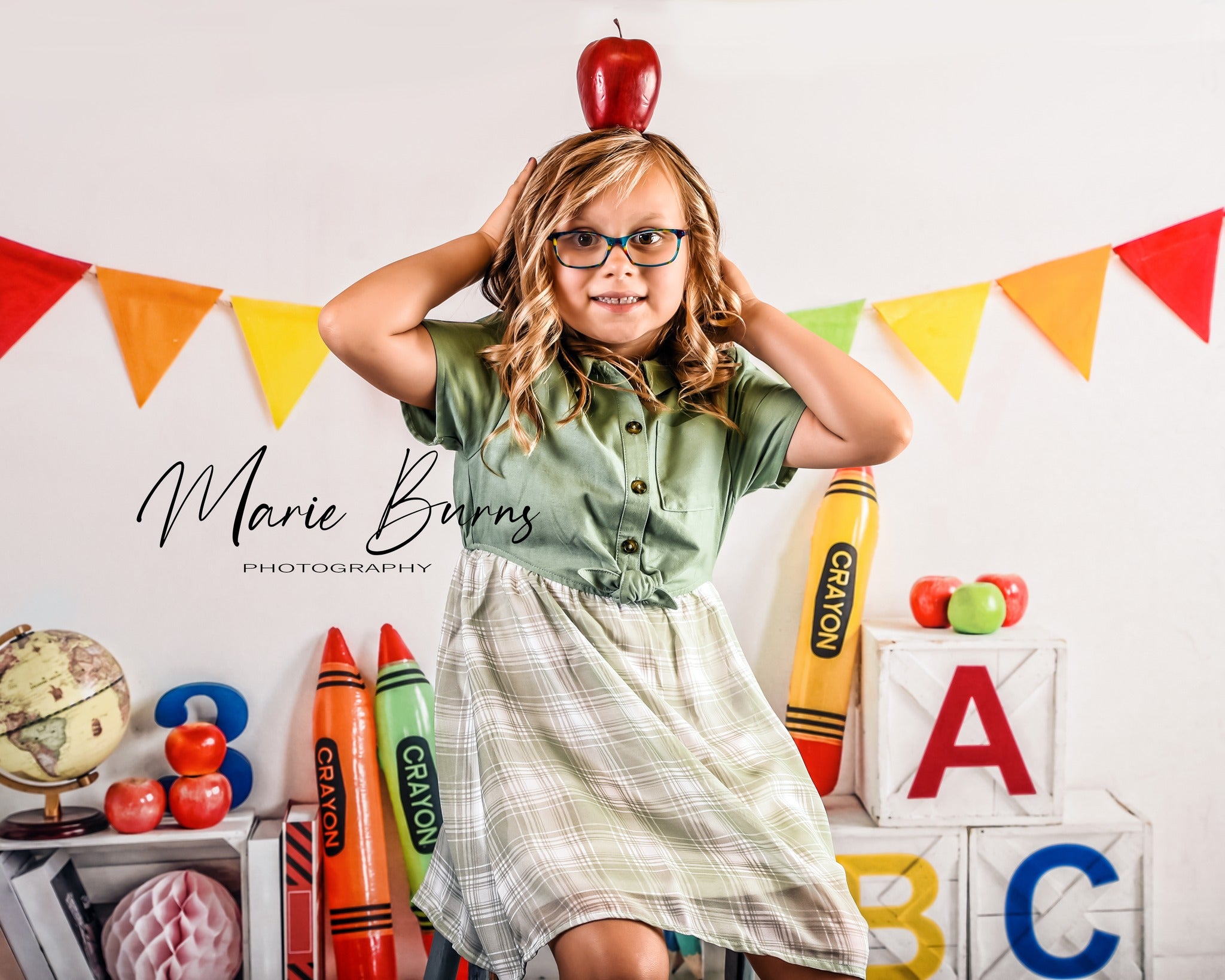 Kate Back to School Backdrop Crayon for Photography