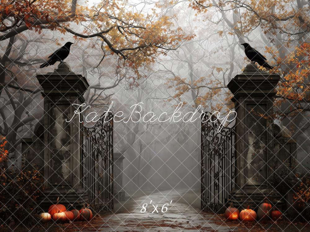 Kate Halloween Iron Gate Pumpkins Backdrop Designed by Patty Roberts
