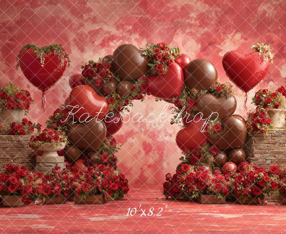 Kate Heart Balloons Roses Arch Backdrop Designed by Emetselch