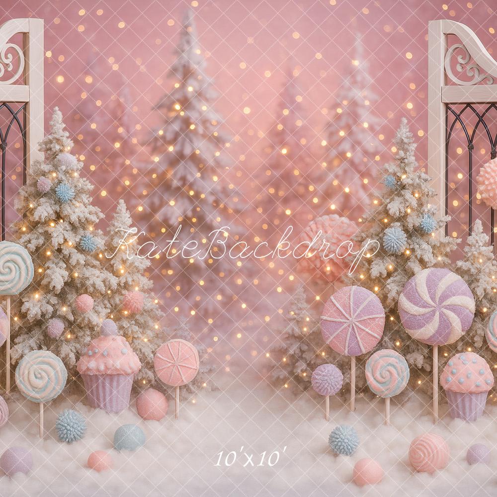 Kate Christmas Candyland Frosted Trees Backdrop Designed by Ashley Paul - Kate Backdrop AU
