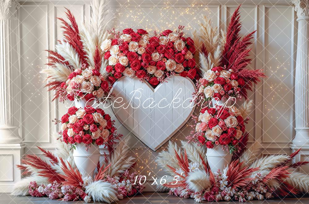 Kate Heart Shape Floral Valentine's Day Backdrop Designed by Mini MakeBelieve