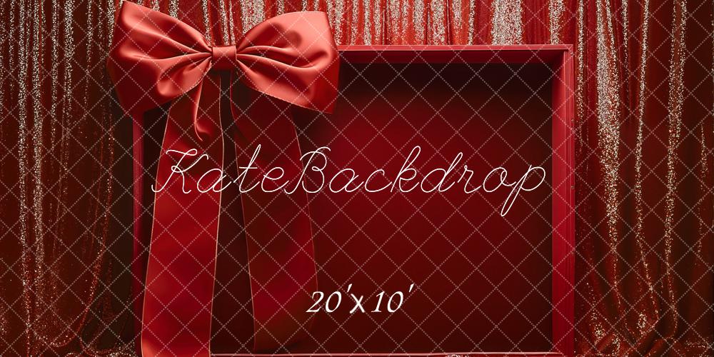 Kate Red Box Ribbon Glitter Curtain Backdrop Designed by Emetselch
