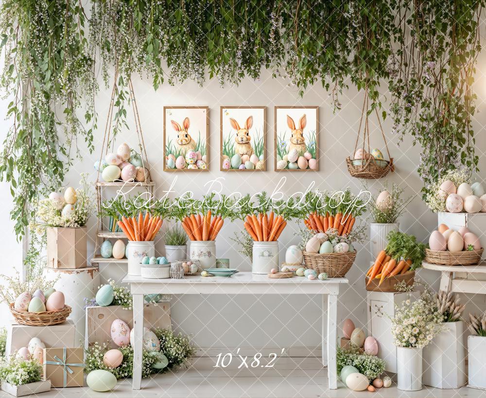 Kate Easter Bunny Carrots Eggs Fleece Backdrop Designed by Emetselch