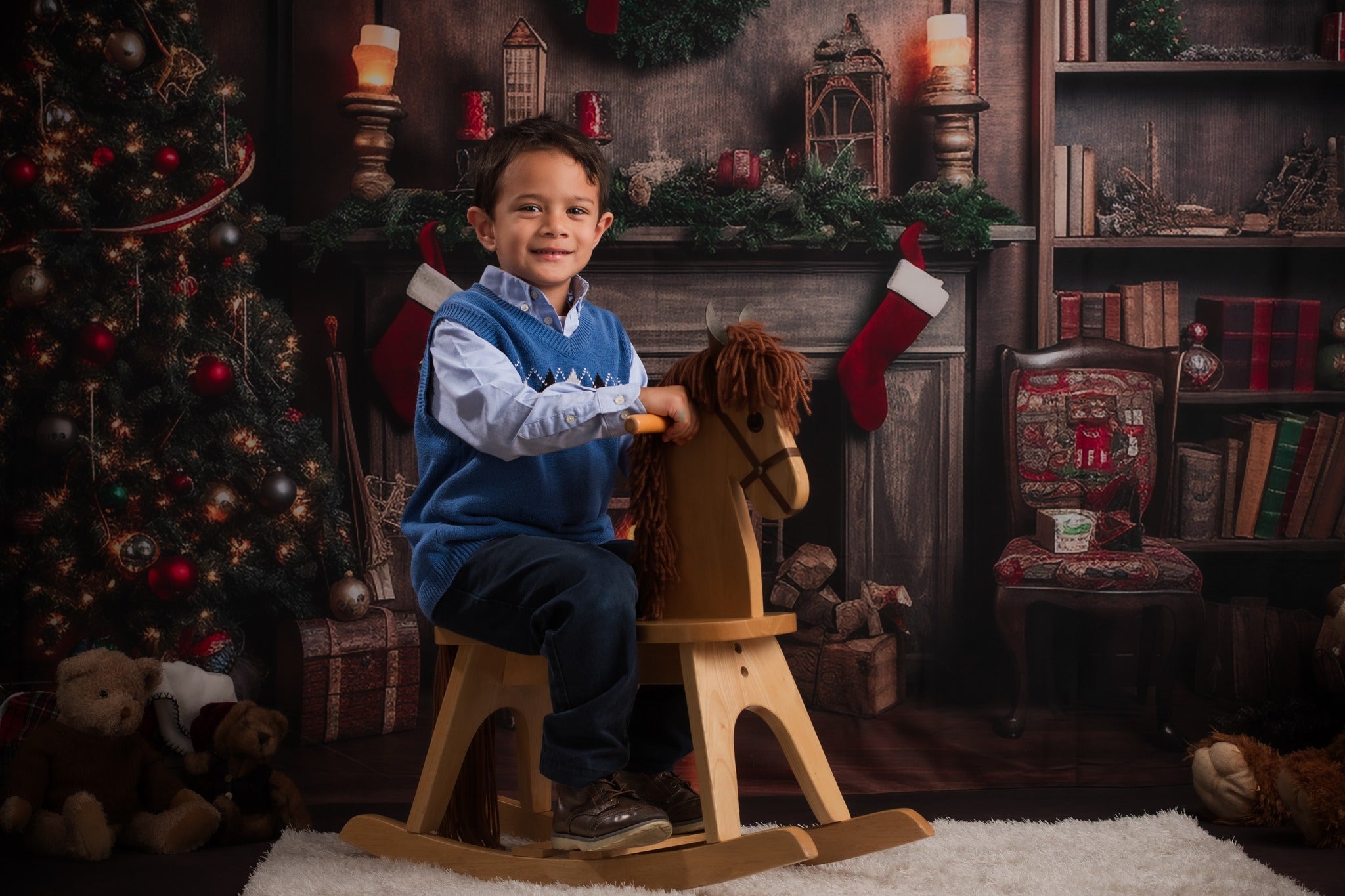 Kate Christmas Tree Fireplace Backdrop Winter for Photography - Kate Backdrop AU