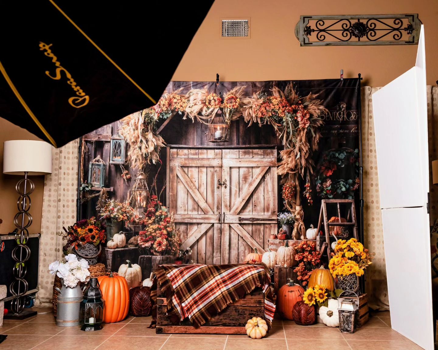 Kate Autumn Barn Pumpkin Backdrop Designed by Emetselch - Kate Backdrop AU