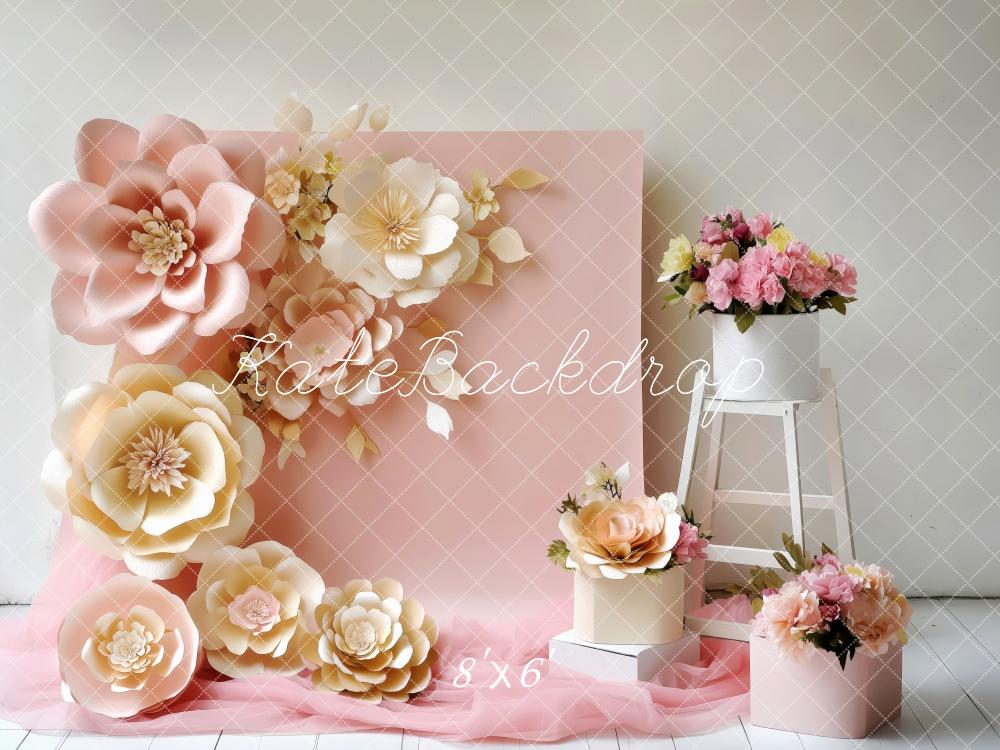 Kate Pink Paper Flowers Flower Backdrop Designed by Patty Roberts - Kate Backdrop AU