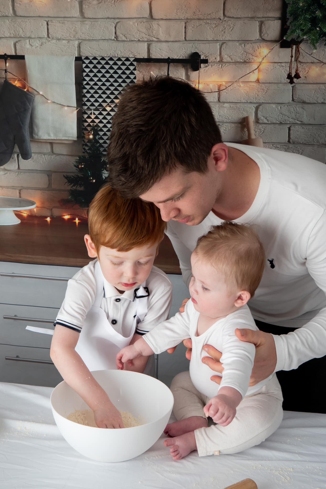 Kate White Brick Wall Christmas Kitchen Backdrop Designed By Jerry_Sina - Kate Backdrop AU