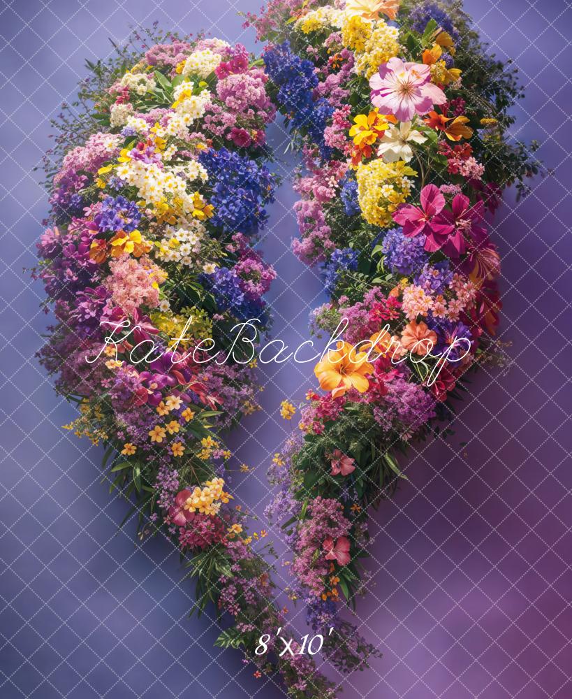 Kate Newborn Flower Heart Purple Backdrop Designed by Emetselch