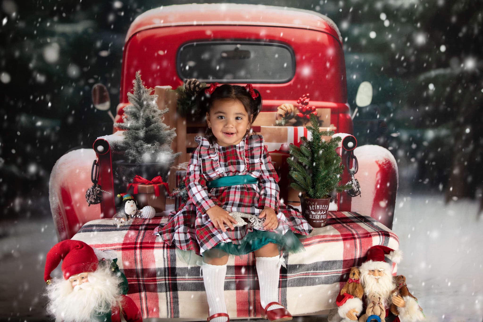 Kate Christmas Outdoor Red Car Gifts Backdrop for Photography - Kate Backdrop AU