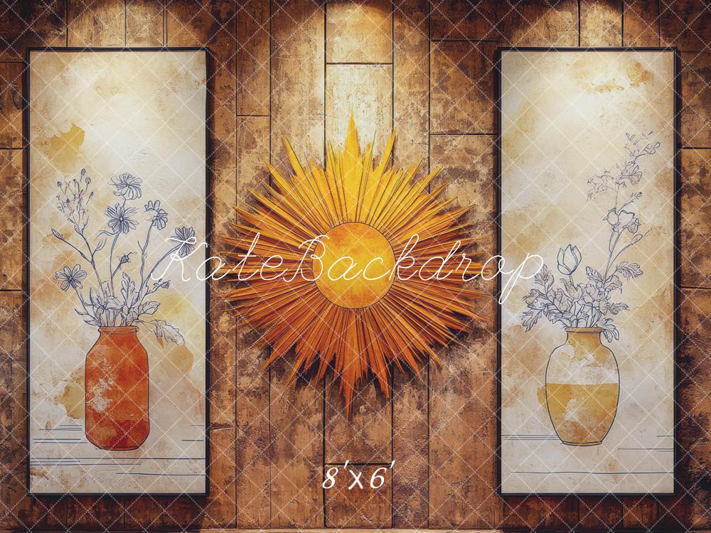 Kate Sunburst Floral Vase Wood Backdrop Designed by Mini MakeBelieve - Kate Backdrop AU