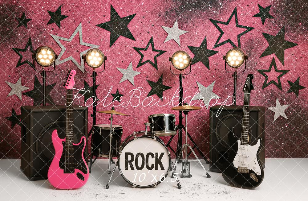 Kate Rock Band Instruments Pink Star Backdrop Designed by Ashley Paul