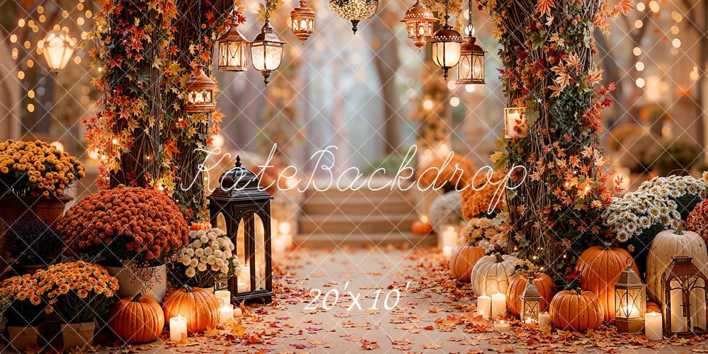 Kate Autumn Arch Pumpkins Lanterns Flowers Backdrop Designed by Emetselch