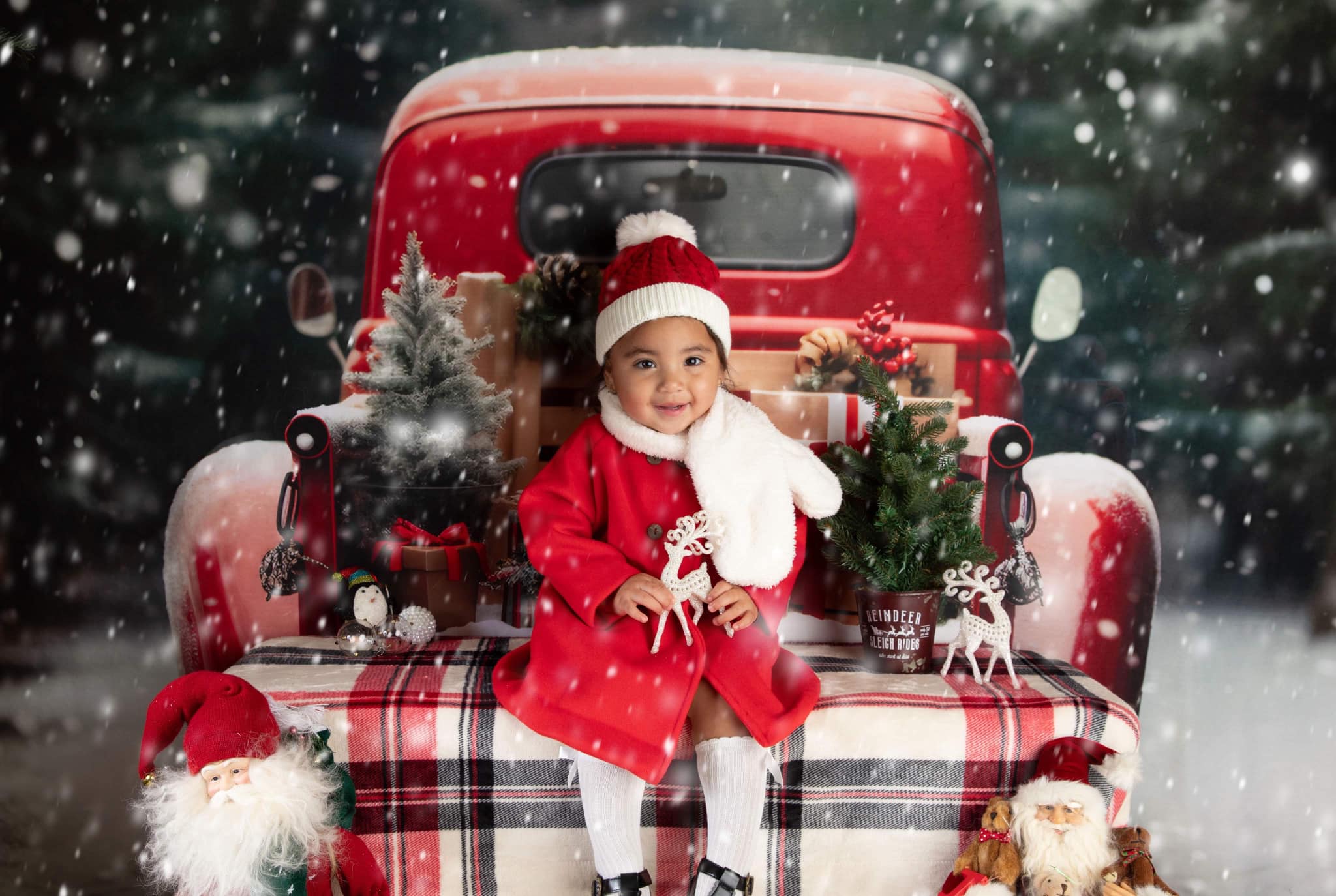 Kate Christmas Outdoor Red Car Gifts Backdrop for Photography - Kate Backdrop AU