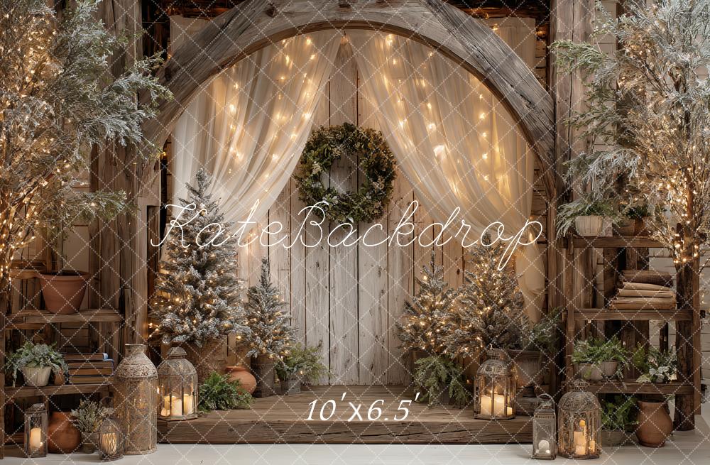 Kate Christmas Rustic Archway Trees Backdrop Designed by Ashley Paul
