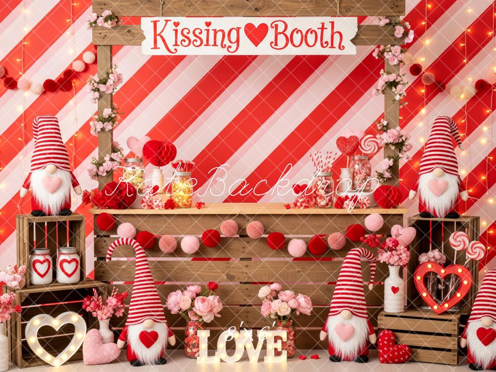Kate Valentine Kissing Booth Gnomes Hearts Backdrop Designed by Patty Roberts