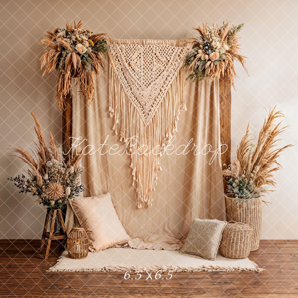 Kate Boho Macrame Pampas Grass Neutral Backdrop Designed by Emetselch