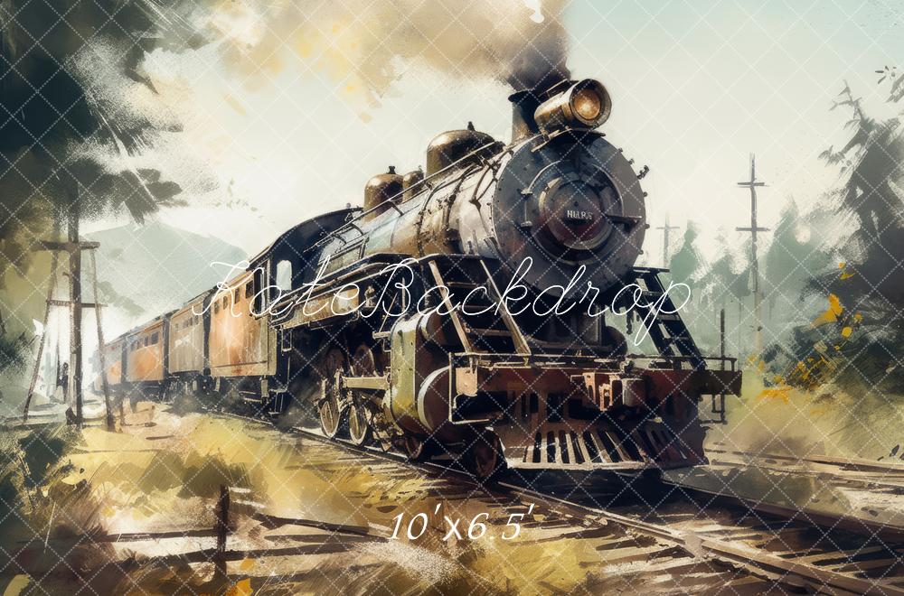 Kate Steam Train Railway Backdrop Designed by Mandy Ringe
