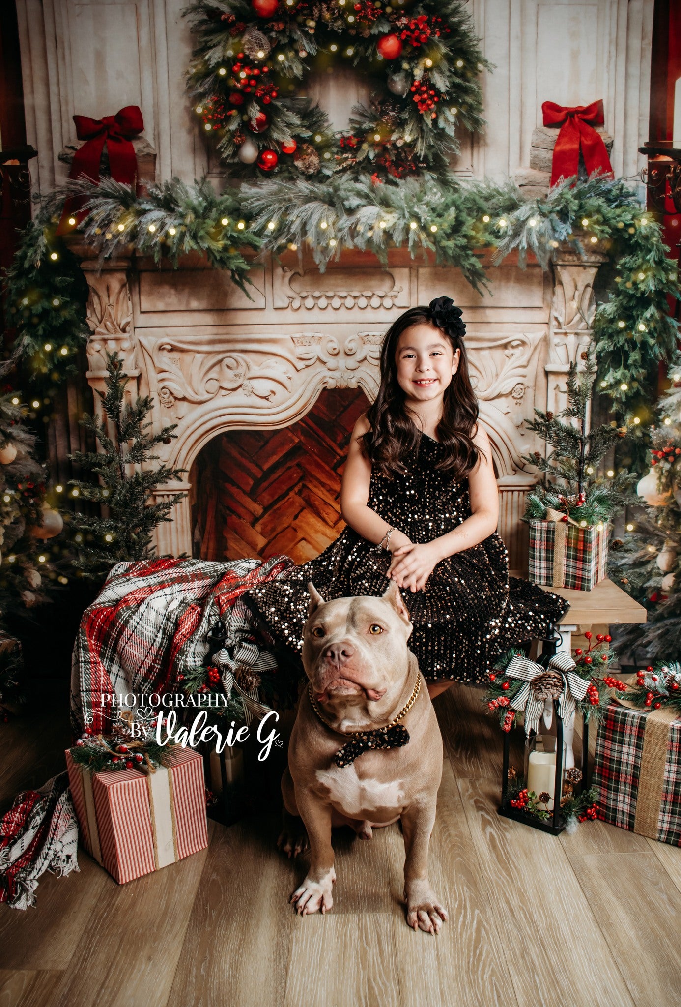 Kate Christmas Tree Fireplace Red Backdrop Designed by Emetselch - Kate Backdrop AU
