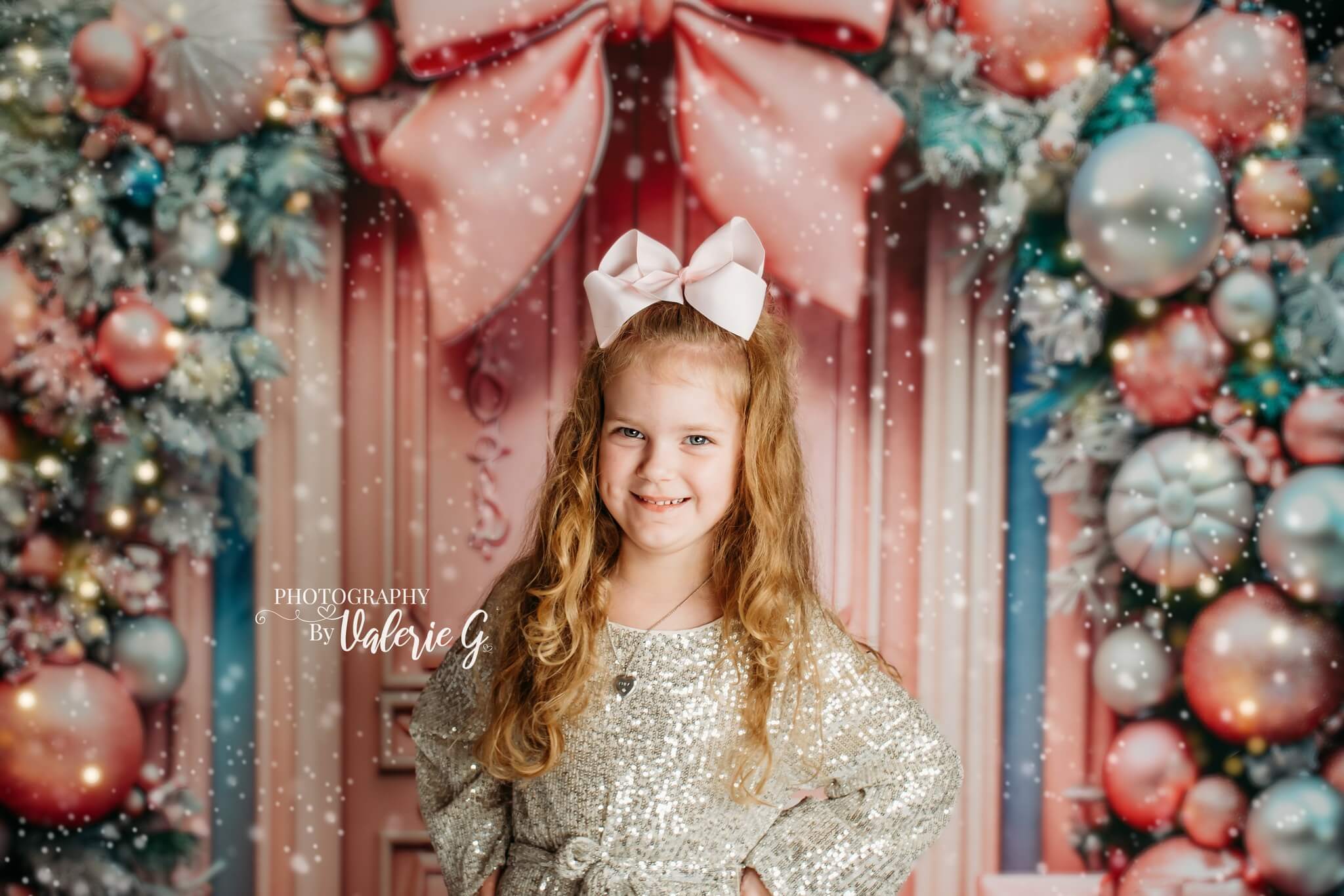 Kate Pink Christmas Bow Backdrop for Photography - Kate Backdrop AU