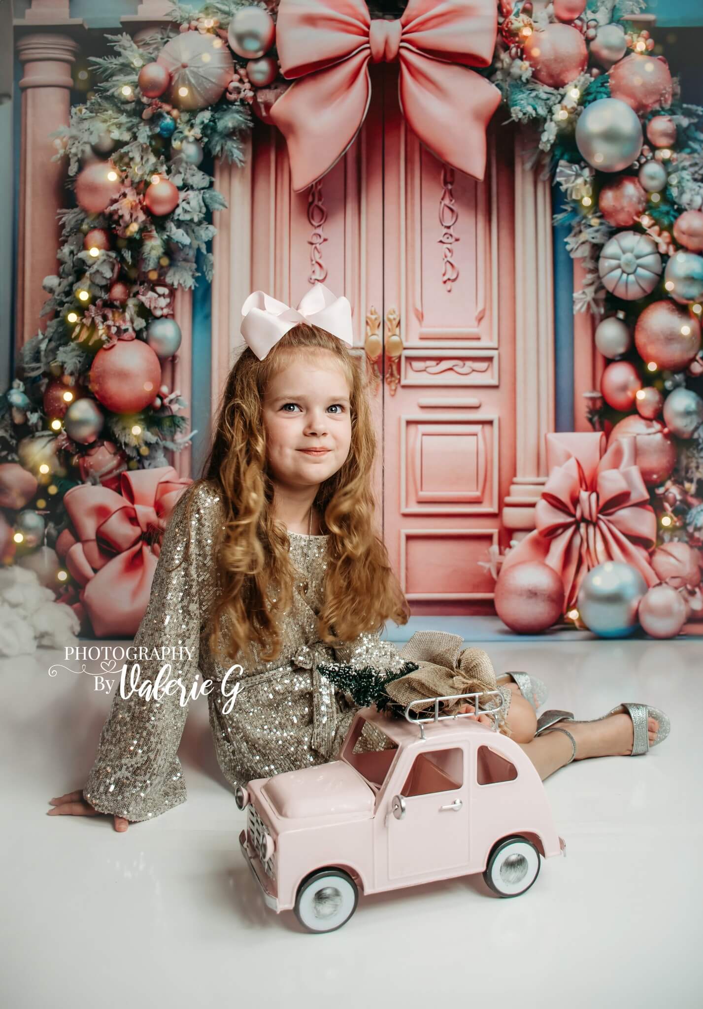 Kate Pink Christmas Bow Backdrop for Photography - Kate Backdrop AU