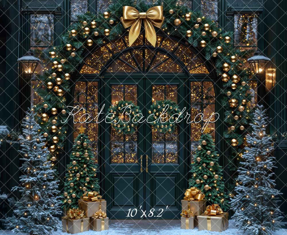 Kate Christmas Gold Garland Trees Backdrop Designed by Mini MakeBelieve - Kate Backdrop AU