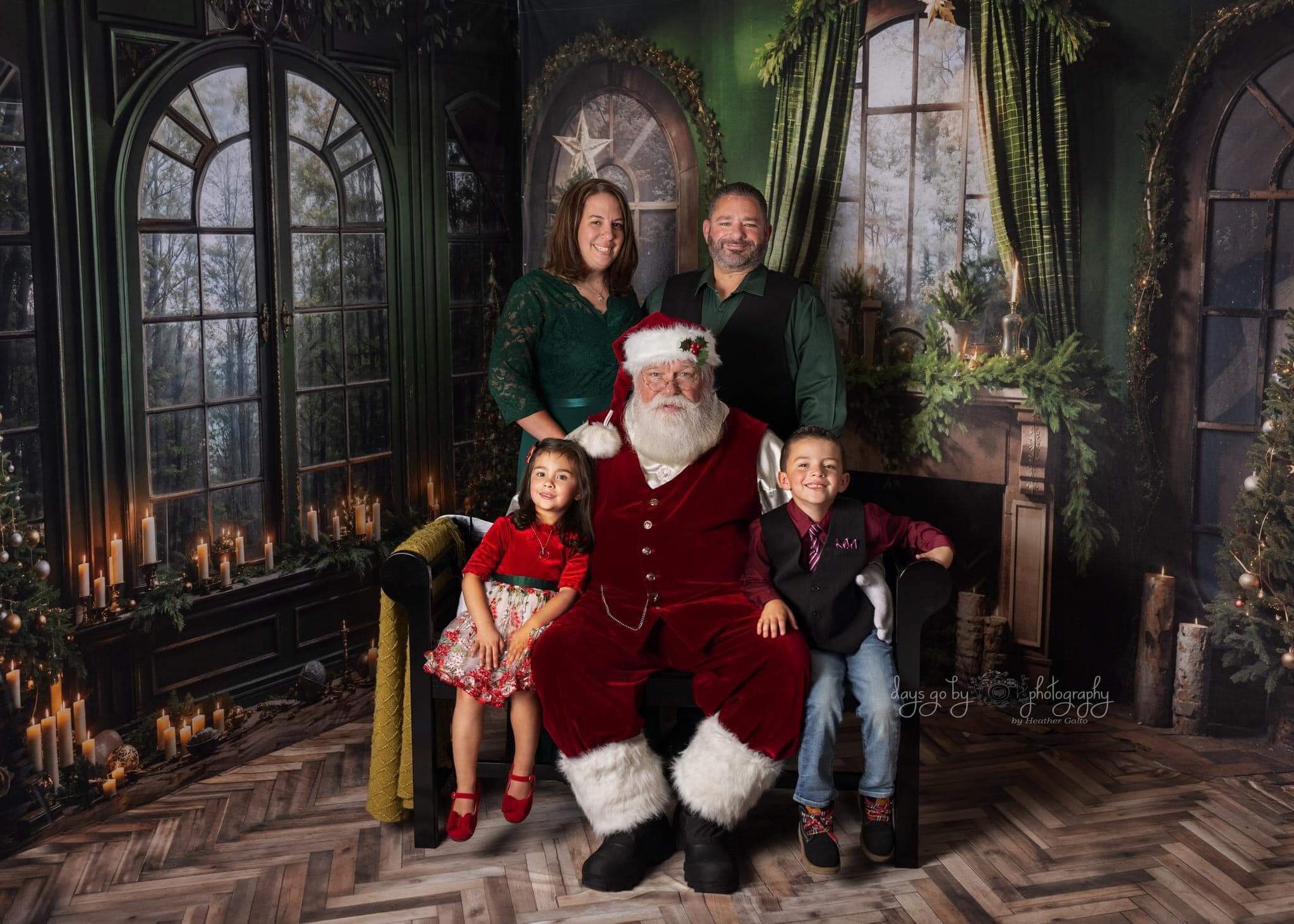 Kate Christmas Fireplace Window Green Room Set(8ftx8ft&10ftx8ft&8ftx10ft) - Kate Backdrop AU