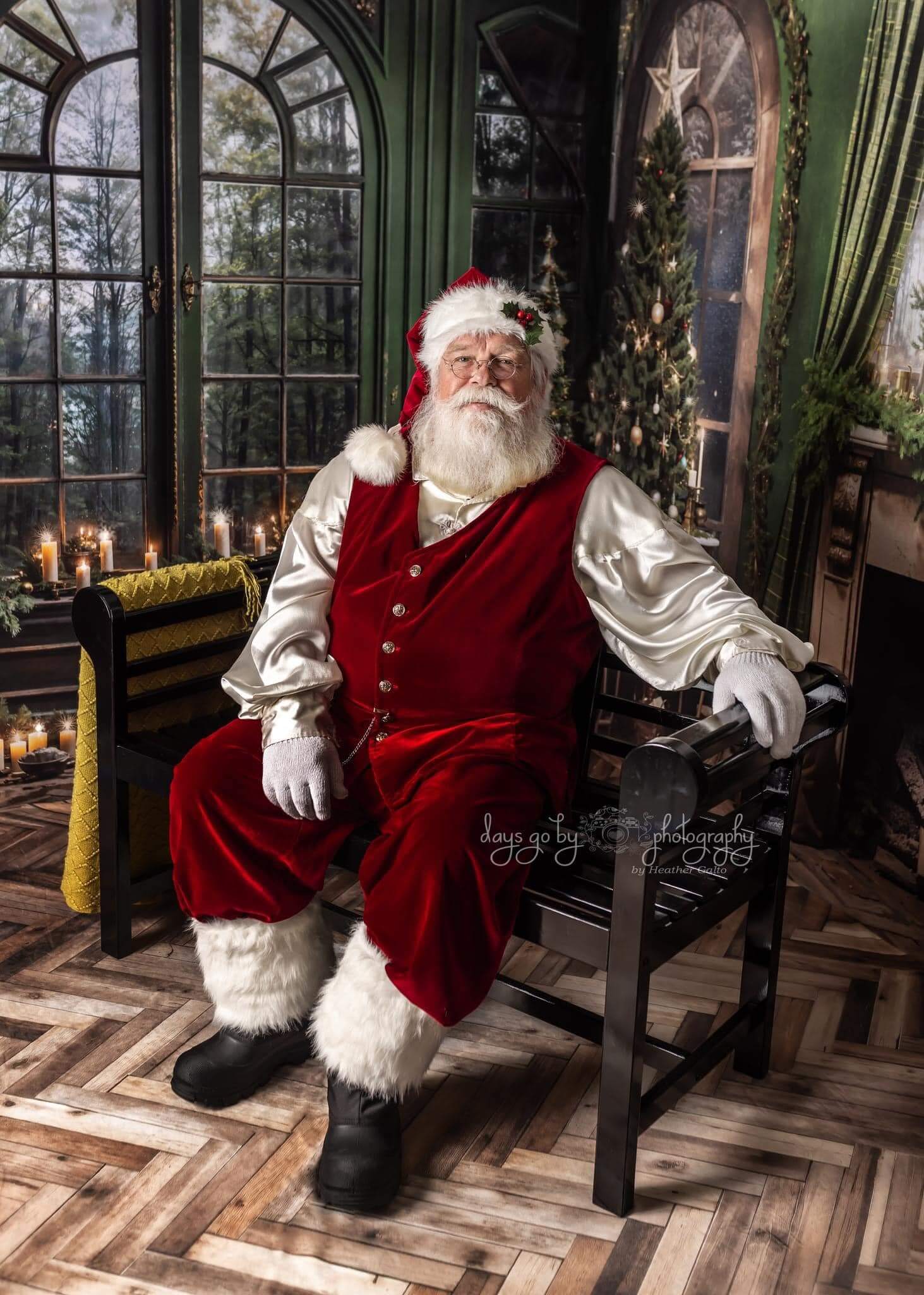 Kate Christmas Fireplace Window Green Room Set(8ftx8ft&10ftx8ft&8ftx10ft) - Kate Backdrop AU