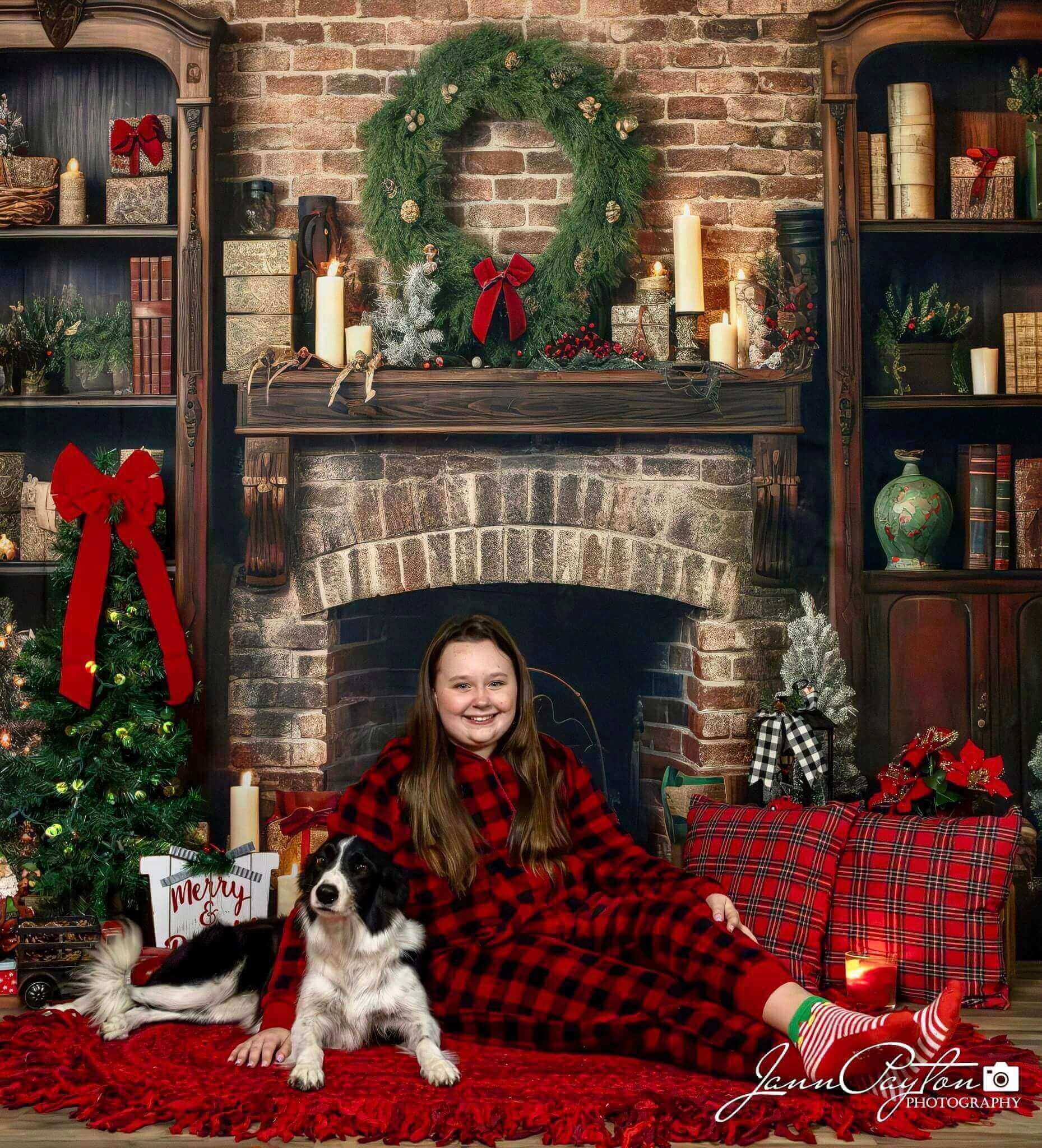 Kate Christmas Winter Brick Fireplace Backdrop for Photography - Kate Backdrop AU