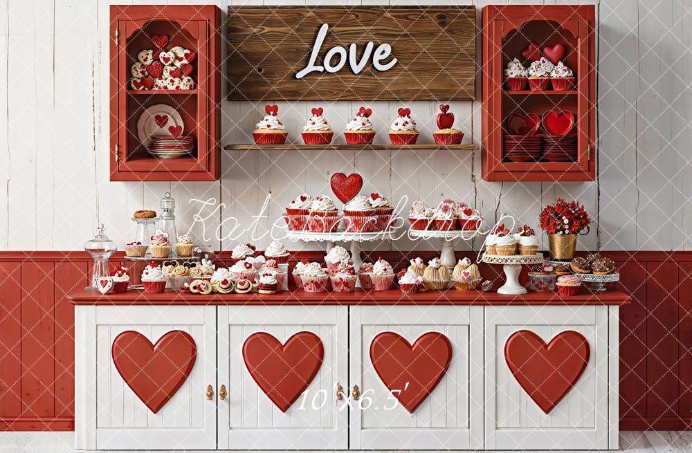 Kate Valentines Day Heart Kitchen Fleece Backdrop Designed by Emetselch - Kate Backdrop AU