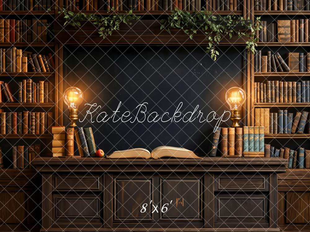 Kate Library Bookshelves Vintage Backdrop Designed by Emetselch - Kate Backdrop AU