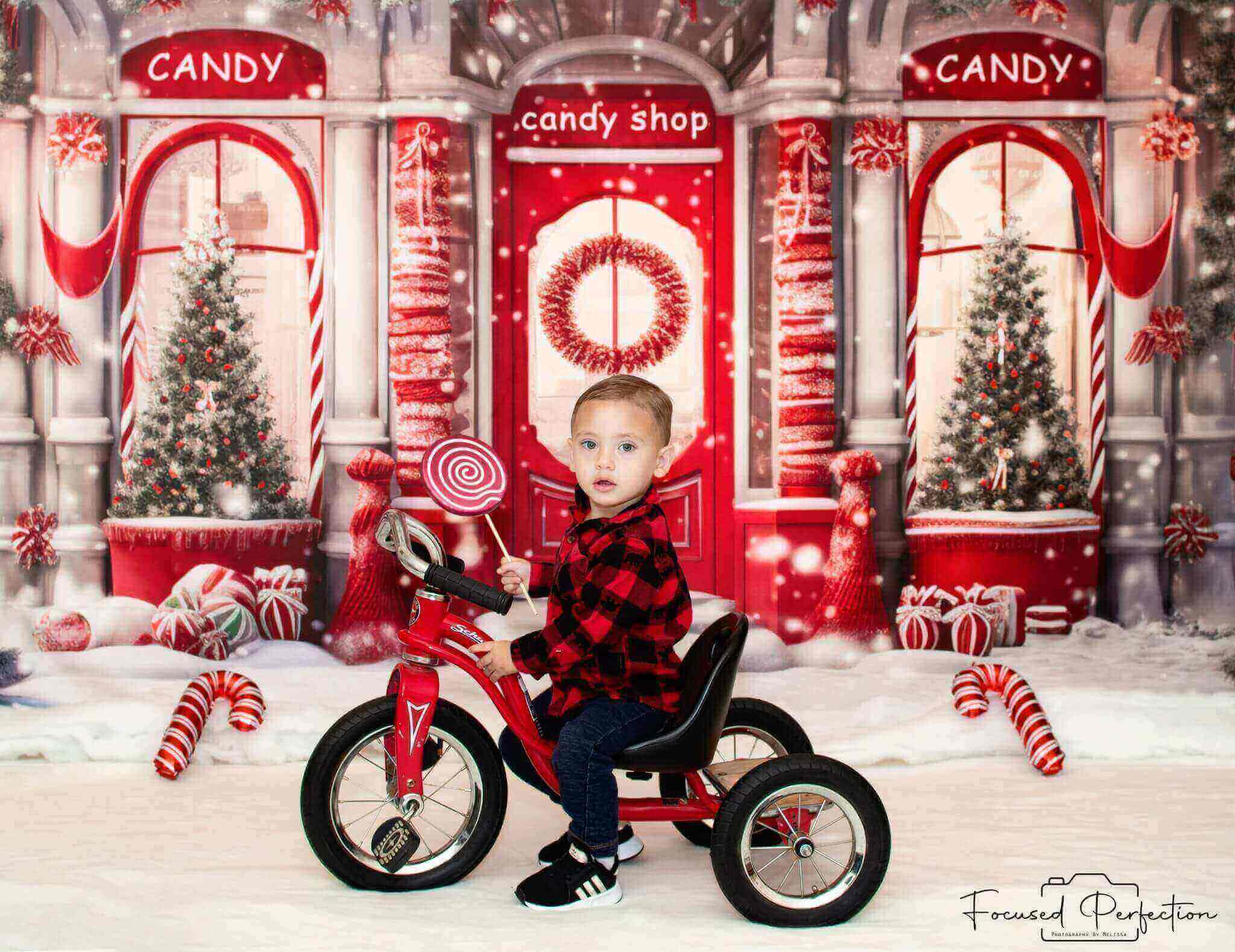 Kate Christmas Red Candy Shop Backdrop Designed by Chain Photography - Kate Backdrop AU