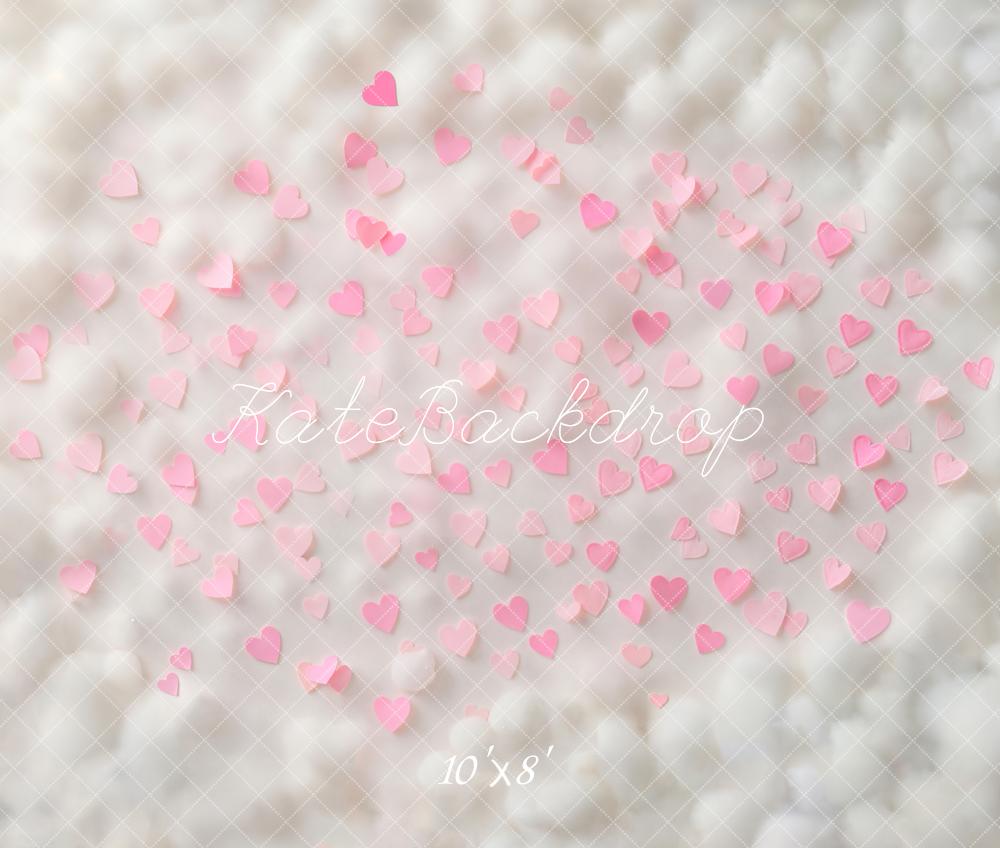 Kate Pink Hearts Cloud Floor Fleece Backdrop Designed by Chain - Kate Backdrop AU