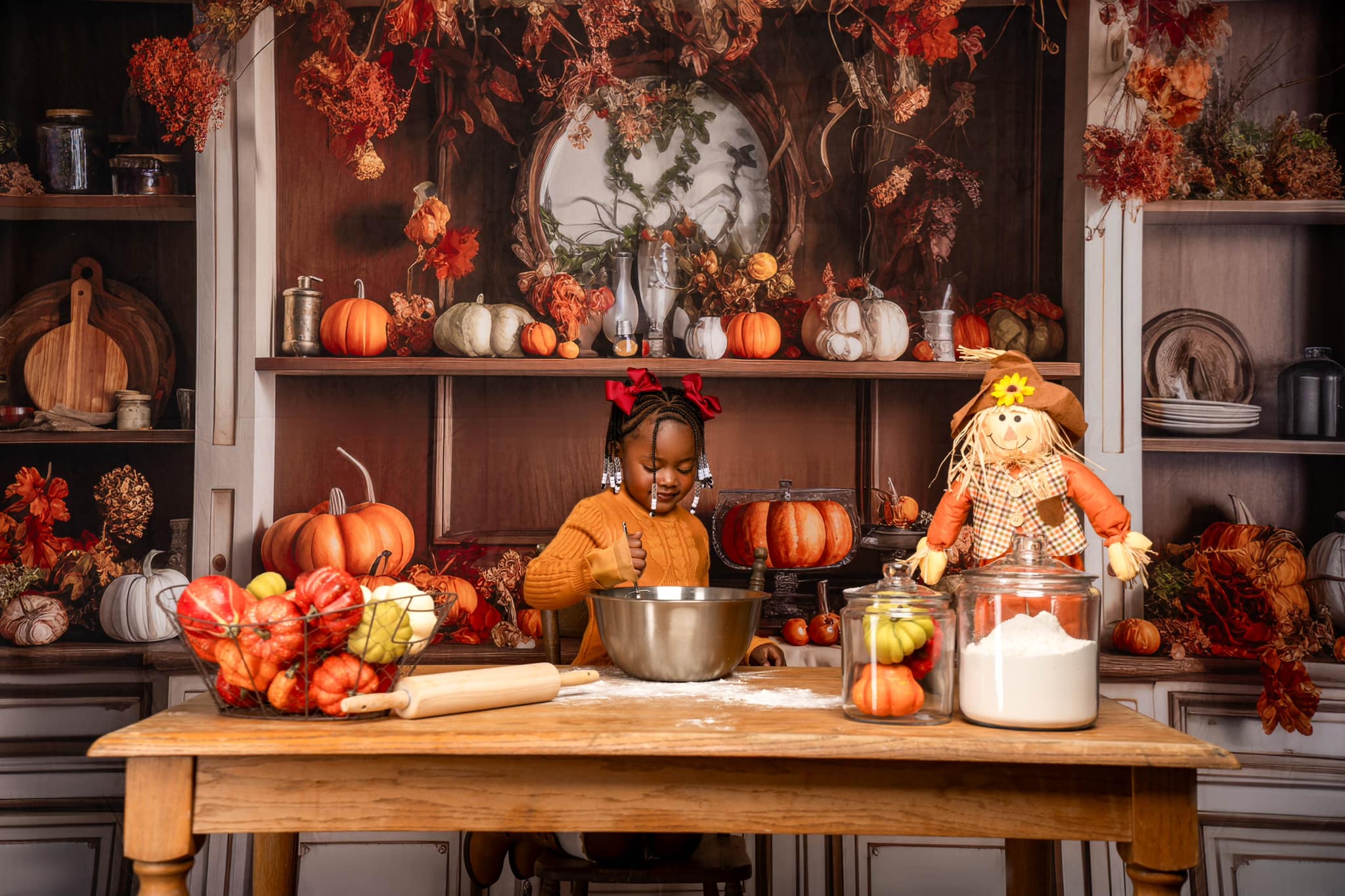 Kate Cozy Autumn Kitchen Hutch Backdrop Designed by Mandy Ringe Photography - Kate Backdrop AU